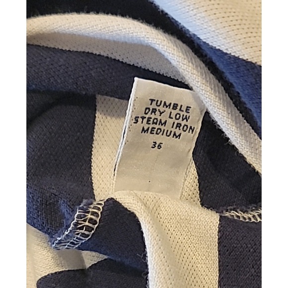 VTG Polo Ralph Lauren Polo Shirt Mens XXL Navy White Stripes Condition Issues - Picture 7 of 8